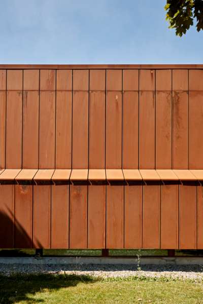 Beautiful façade cassettes made from corten steel, Maribo Svømmehal, Ved Stadion 4, 4930 Maribo